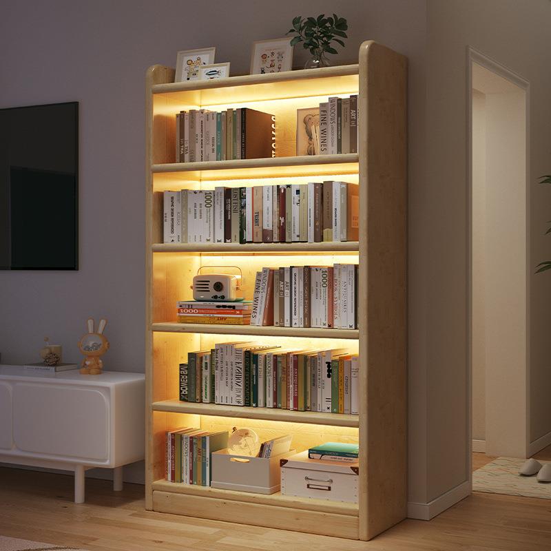 实木书架置物架落地客厅电视柜旁多层展示架靠墙学生家用简易书柜