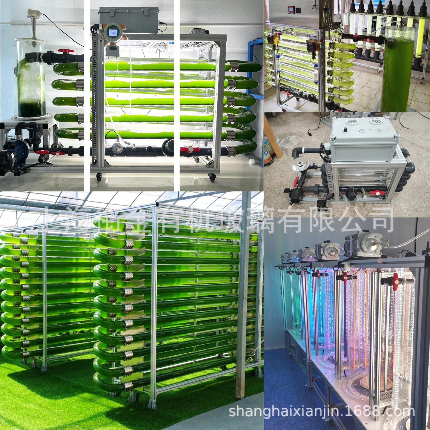亚克力跑道式光合菌藻类设备三级藻类管道式光生物反应器透明加工