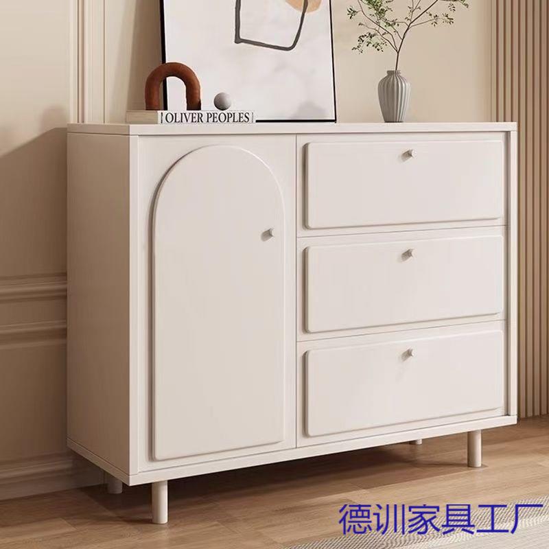 奶油风现代简约餐边柜卧室斗柜厨房橱柜客厅置物柜靠墙一体茶水柜