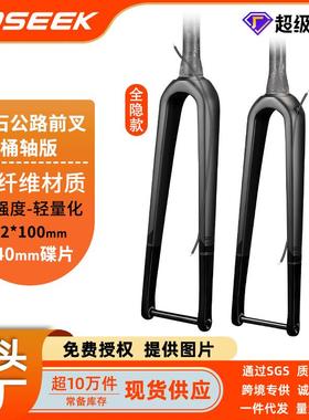 TOSEEK砾石碟刹公路车全碳纤维前叉桶轴硬叉自行车碳叉全隐内走线