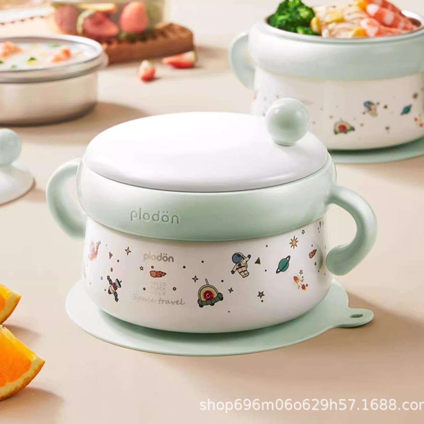 浦利顿婴幼儿注水保温碗宝宝辅食碗专用不锈钢恒温碗儿童餐具套装