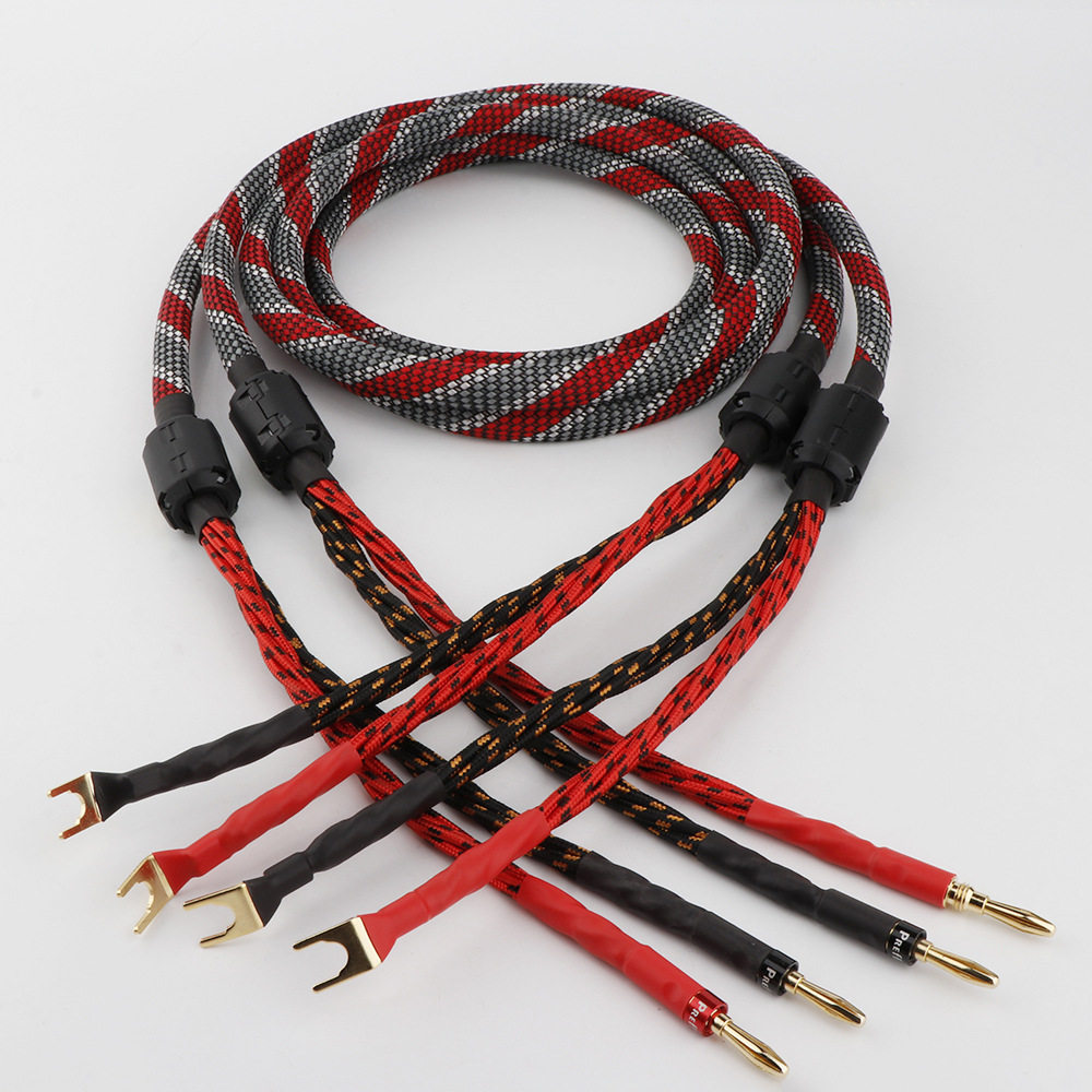 高品质音箱线 HIFI 发烧线 香蕉转Y型插头双线扬声器线音频线