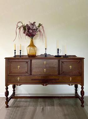 法式中古风实木入户玄关柜客厅隔断柜储物柜靠墙一体小户型餐边柜