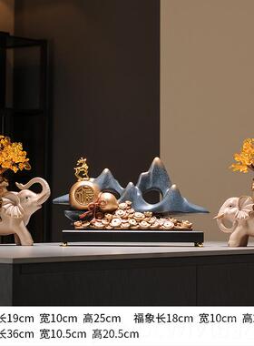 新款新中式摆件家艺居博架玄关假山古工品客厅办装公室茶室老板桌