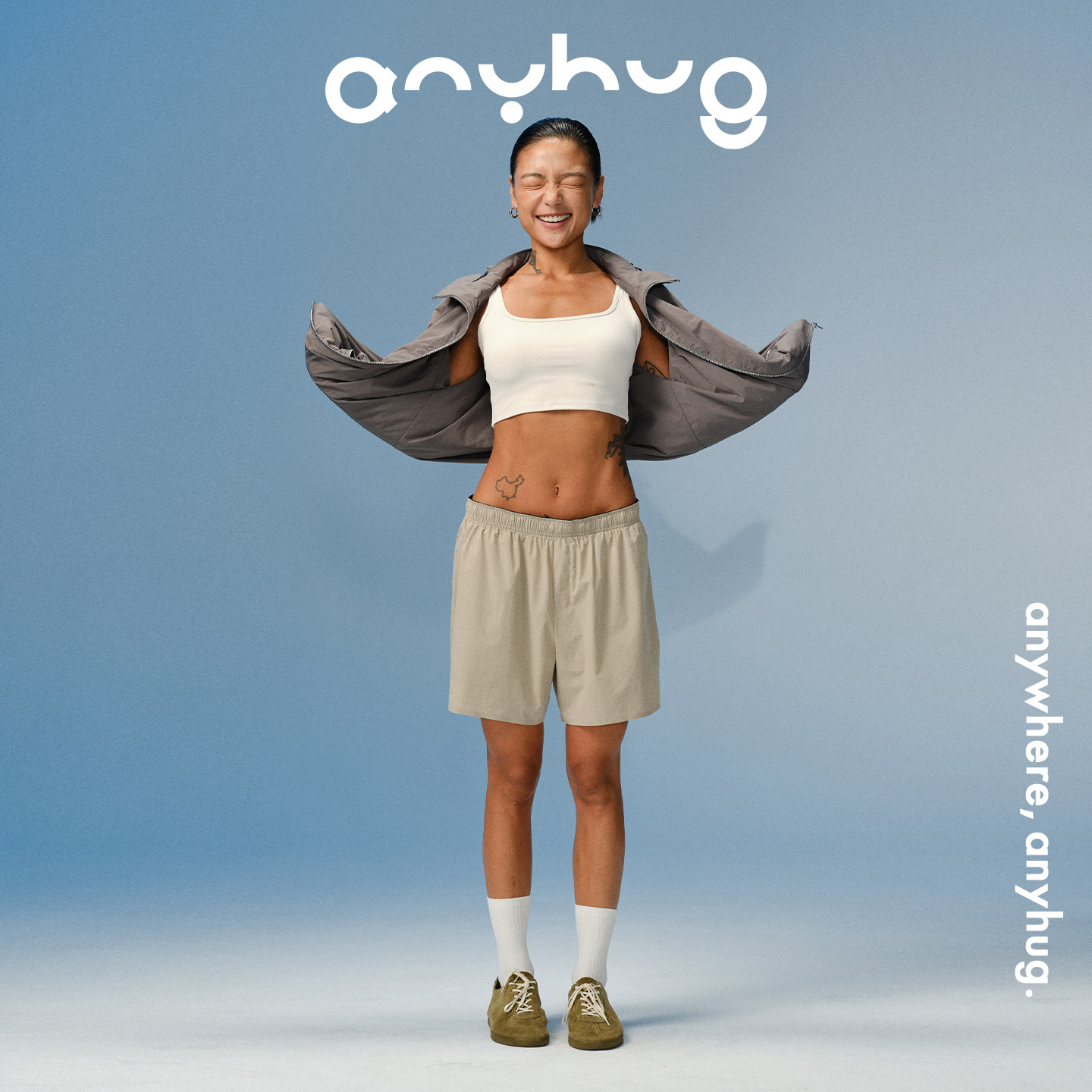 AnyHug 速干透气运动短裤女夏季薄款防走光假两件健身跑步五分裤