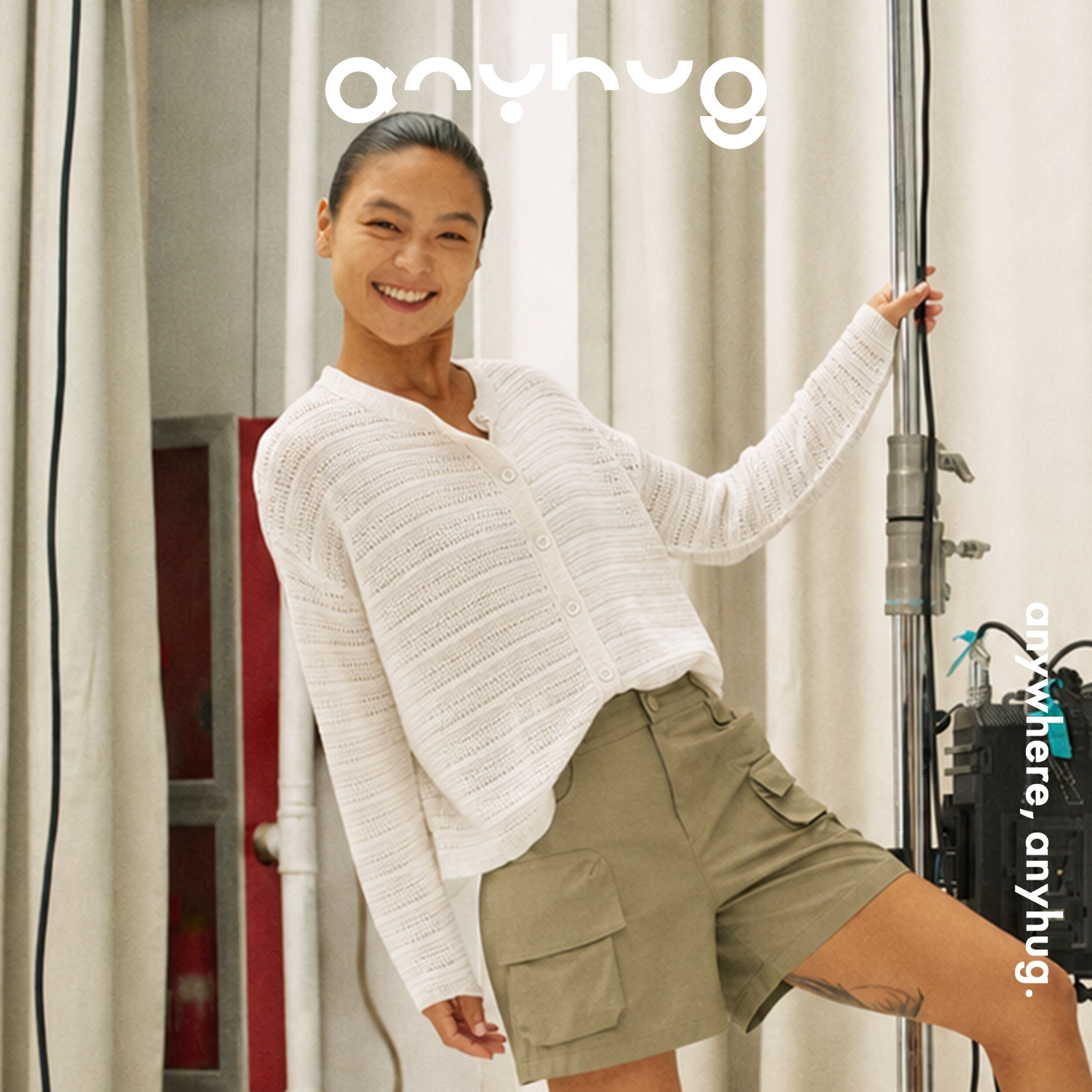 AnyHug 棉麻针织防晒衫女夏轻薄长袖开衫防晒衣镂空透气宽松外套