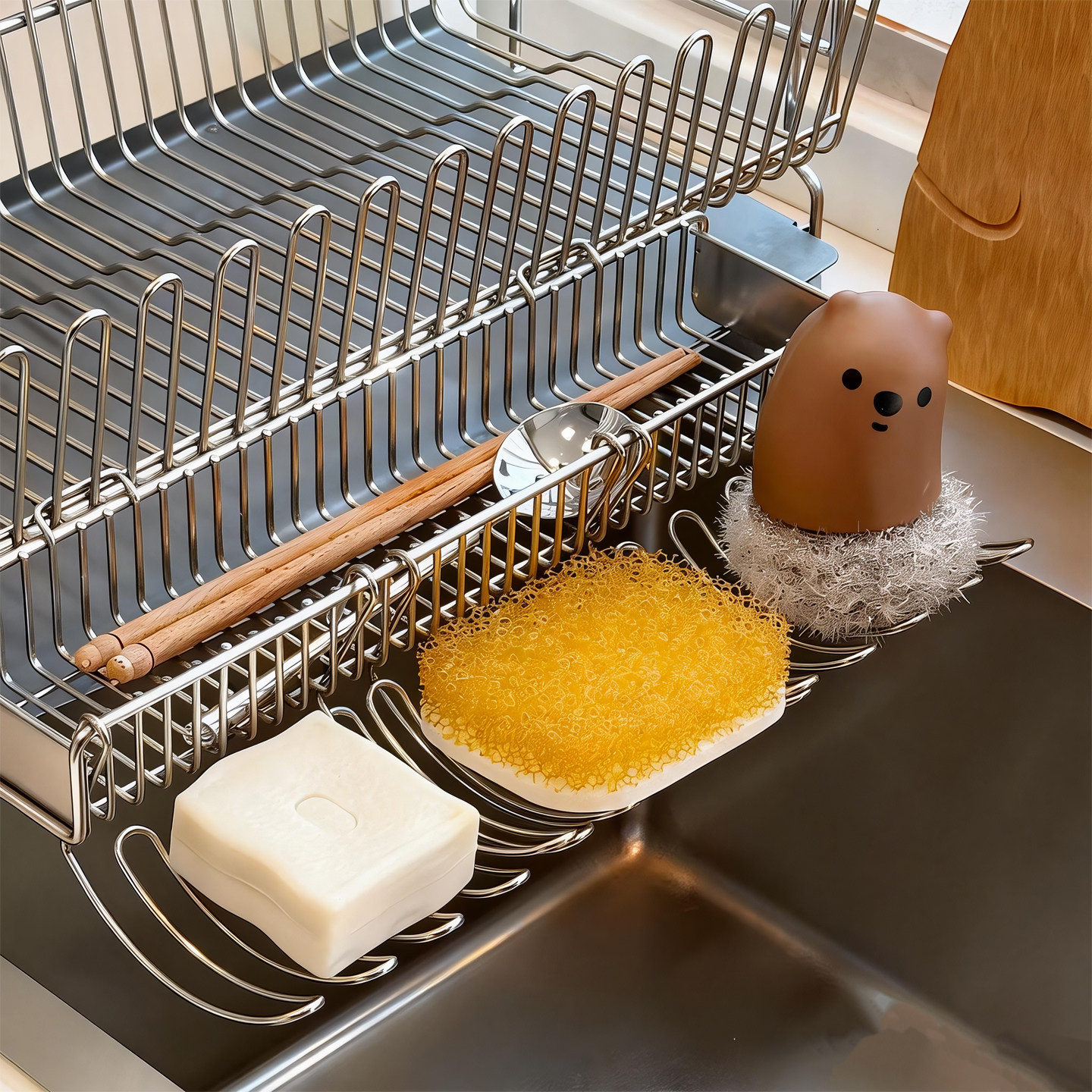 海绵洗碗擦沥水架钢丝球放置筷子收纳挂洗碗布挂钩收纳架扩容神器,厨房/烹饪用具,抹布架/厨房清洁收纳架,淘宝优惠券,粉丝福利购,淘宝优惠卷