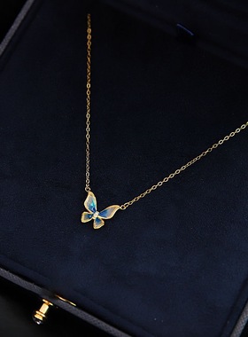 新款轻奢纯银蝴蝶项链女