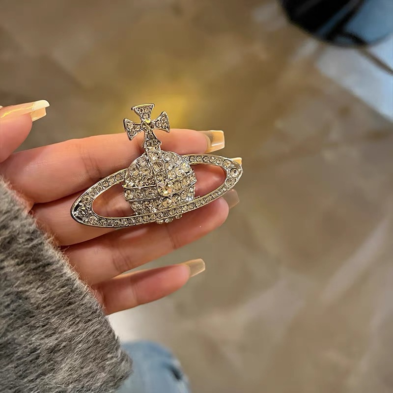 轻奢闪闪满钻立体土星胸针