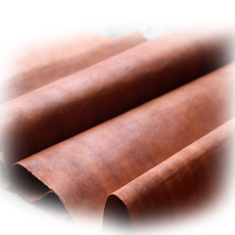 倚山人贵州黔东南侗族侗亮布蛋清棉布料草木植染薯莨染土黄宽42cm