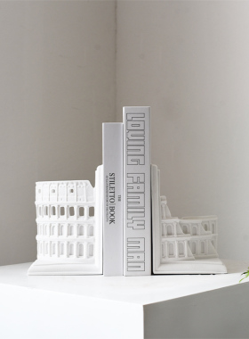 欧式复古罗马角斗场建筑书挡书靠摆件样板房家居书房桌面软装饰品