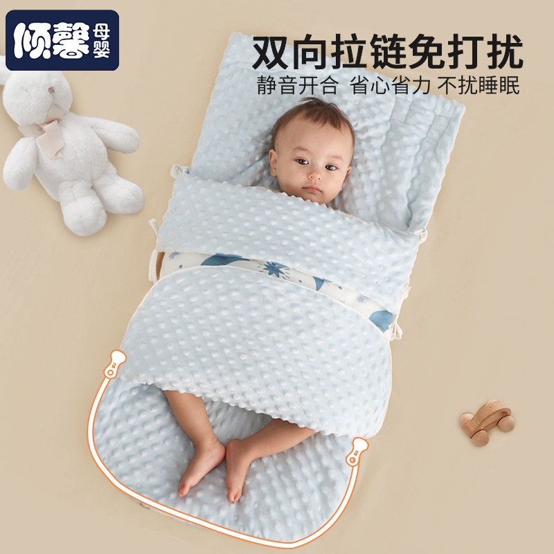 婴儿睡袋秋冬款加厚宝宝豆豆睡袋抱被两用一体式新生儿防踢被神器