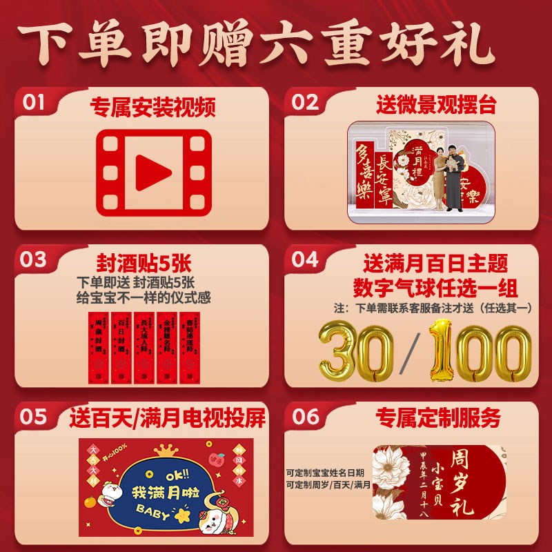 蛇宝宝满月百天宴仪式感用品布置装饰婴儿30日拍照道具背景墙kt板