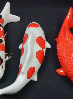 陶瓷工艺品动物摆件石湾公仔鲤鱼家居饰品客厅背景墙饰挂壁大号鱼