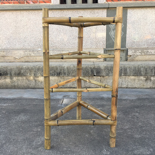 竹架子置物架竹编簸箕火锅架竹制品多层楠竹竹三脚架菜架子天然