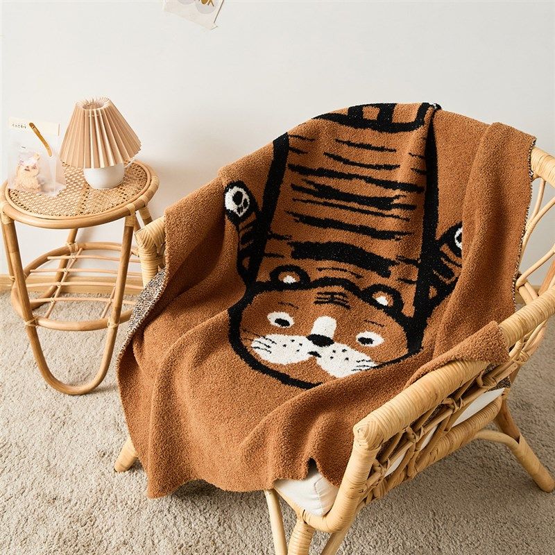 北欧老虎色织半边绒软绵绵毛毯办公室午睡毯子沙发单人休闲毯盖毯,床上用品,休闲毯/毛毯/绒毯,淘宝优惠券,粉丝福利购,淘宝优惠卷