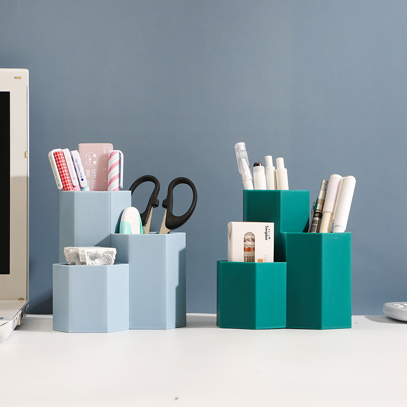 创意菱形简约笔筒学生办公室桌面大容量多功能型放笔的文具收纳盒