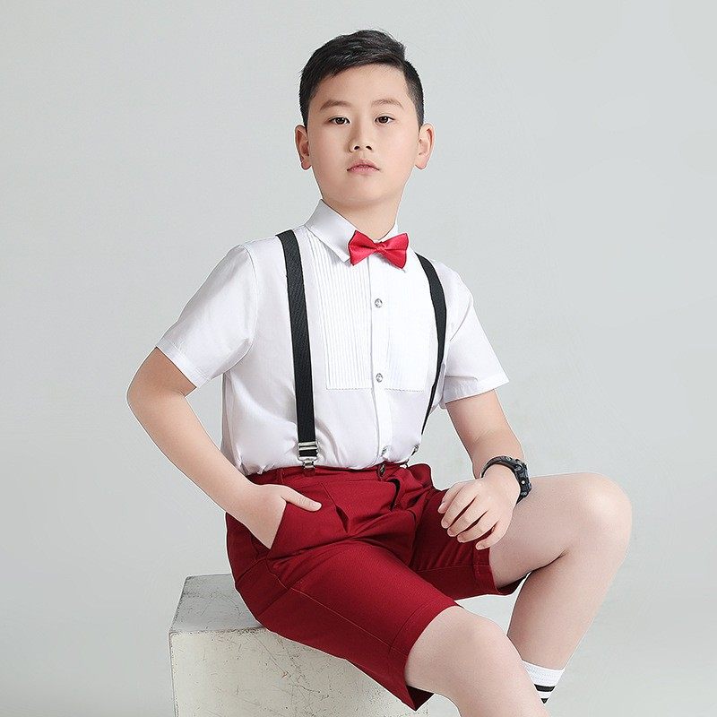 胖男童礼服夏季儿童小主持人服装男孩演出服钢琴比赛演讲西装朗诵