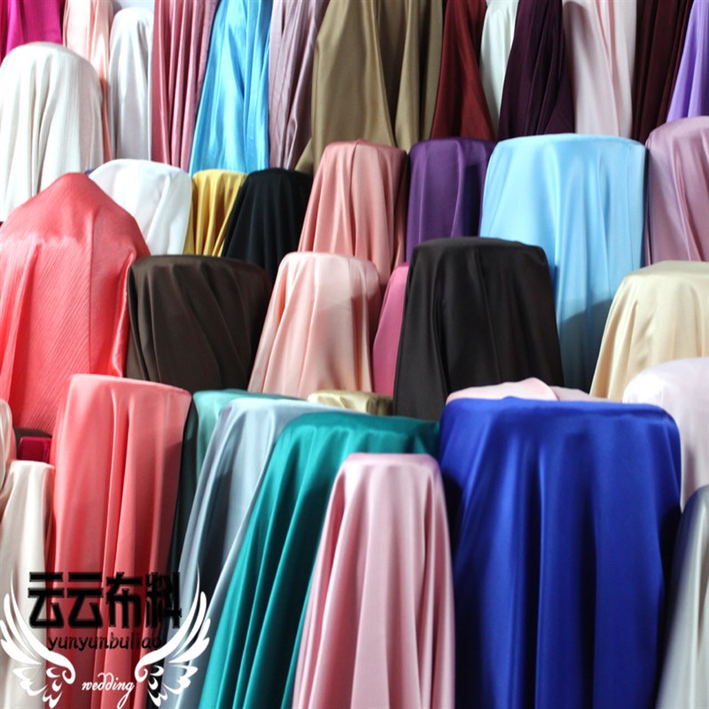 高密度 弹力色丁麻丁绸缎布料亮缎 DIY汉服舞台娃衣COS 婚纱面料