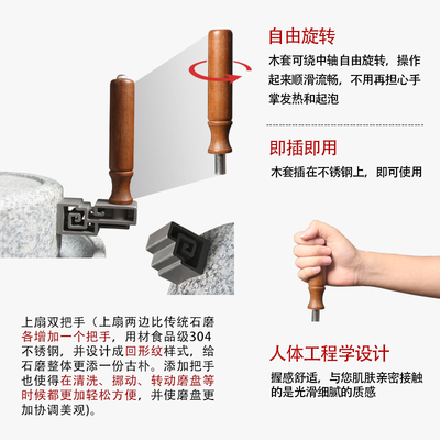 石磨家用石磨盘小石磨磨粉传统手工老石磨手推迷你摆件小型豆浆机