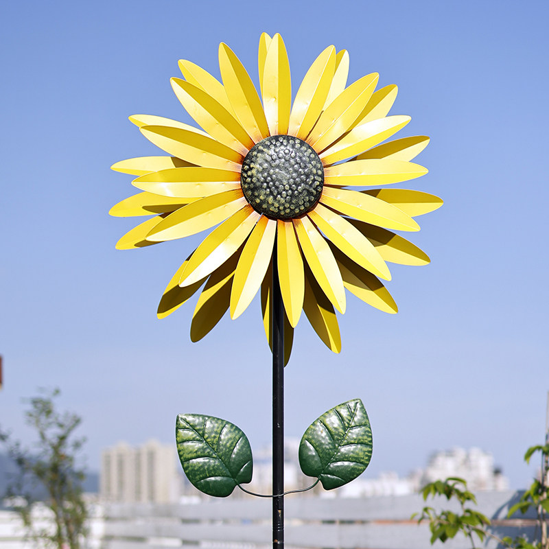 美式乡村旋转铁艺风车幼儿园大号摆件别墅户外庭院花园插件装饰品