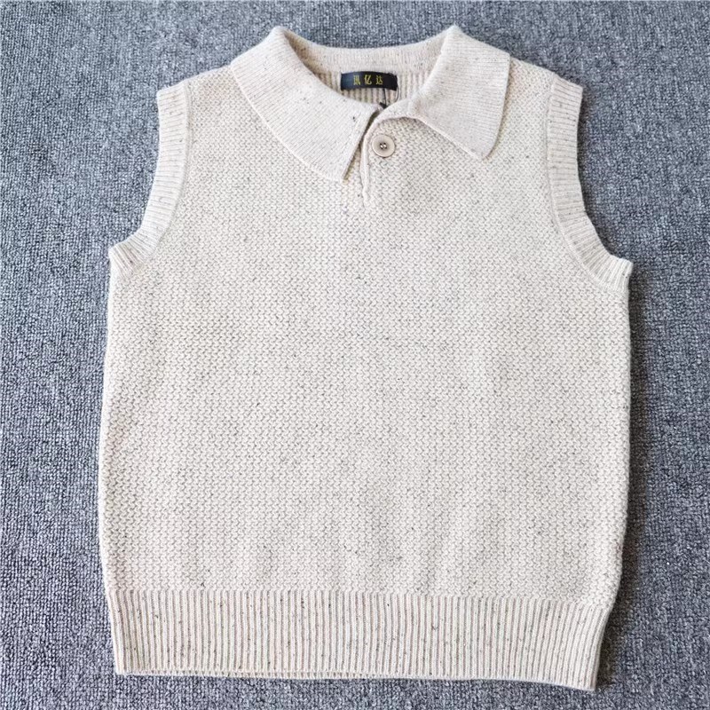 秋冬新款针织衫女装上衣套头花色背心时尚保暖翻领羊毛马甲厚