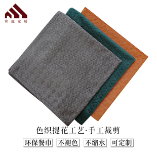 餐巾北欧橙色轻奢酒店围脖子口布折花擦杯布不掉毛西餐巾布餐扣环