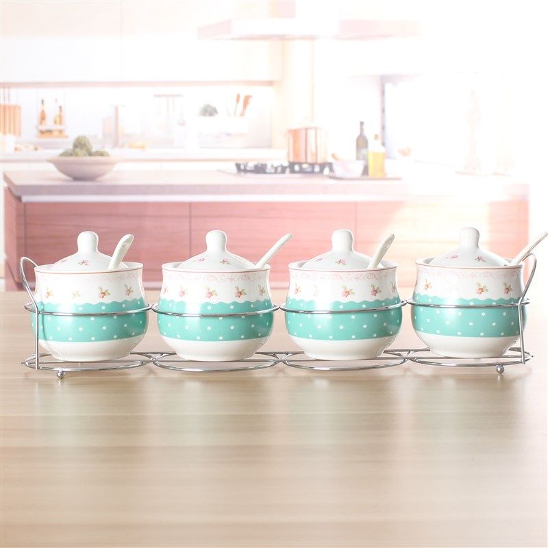 创意厨房用品陶瓷调味罐精美家居日用调料盒调料罐包邮送勺子送架,厨房/烹饪用具,调味瓶罐/调料研磨器,淘宝优惠券,粉丝福利购,淘宝优惠卷