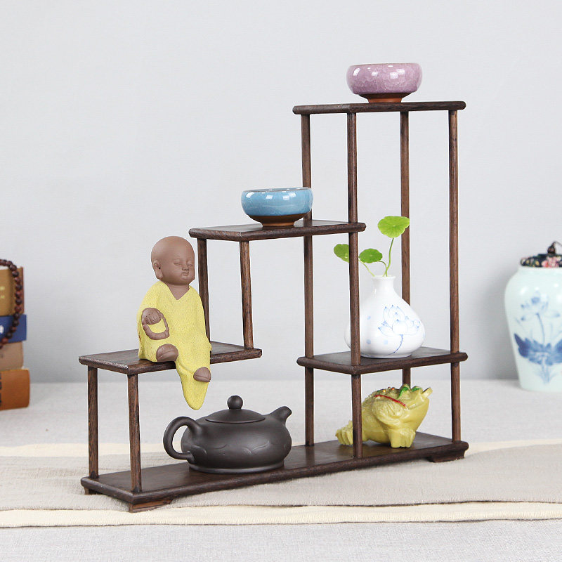 小博古架实木中式多宝阁底座茶壶展示架工艺品摆件架茶架子置物架