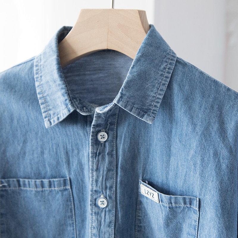 软!薄款水洗棉牛仔衬衫,男童长袖衬衣小童宝宝春装外套儿童上衣