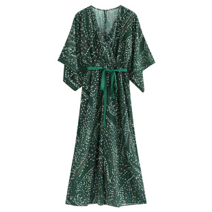 女波西米亚海边度假连体阔腿裤 泰国连衣裤 高腰雪纺碎花沙滩连体裤