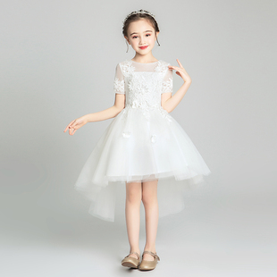 儿童晚礼服公主裙短袖小花童婚纱蓬蓬纱女童主持人钢琴演奏服装冬
