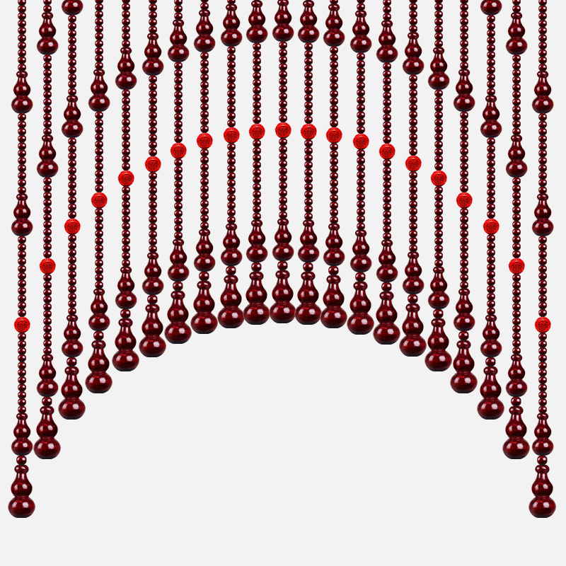 朱砂桃木葫芦门帘隔断帘洗手间客厅大门卧室卫生间红色珠帘挂帘子