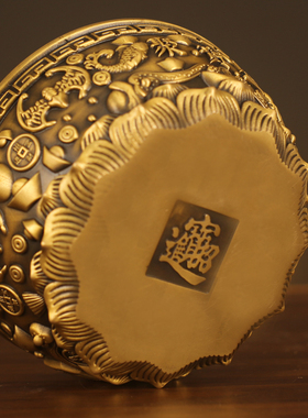 全黄铜铜制聚财聚宝盆缸招财开业礼品家居装饰结婚摆件生日礼物