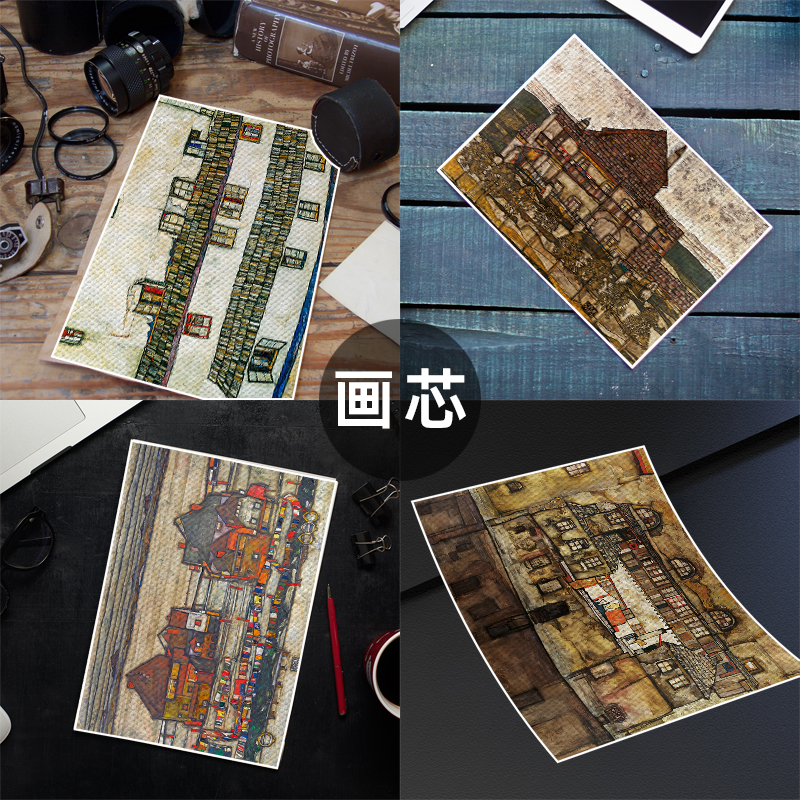 欧式古典唯美席勒建筑风景装饰挂画画芯艺术唯美装饰画客厅背景墙图片