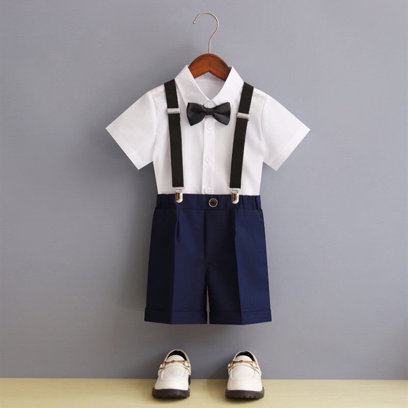 男童礼服背带裤套装夏季儿童宝宝六一幼儿园主持花童小西装演出服