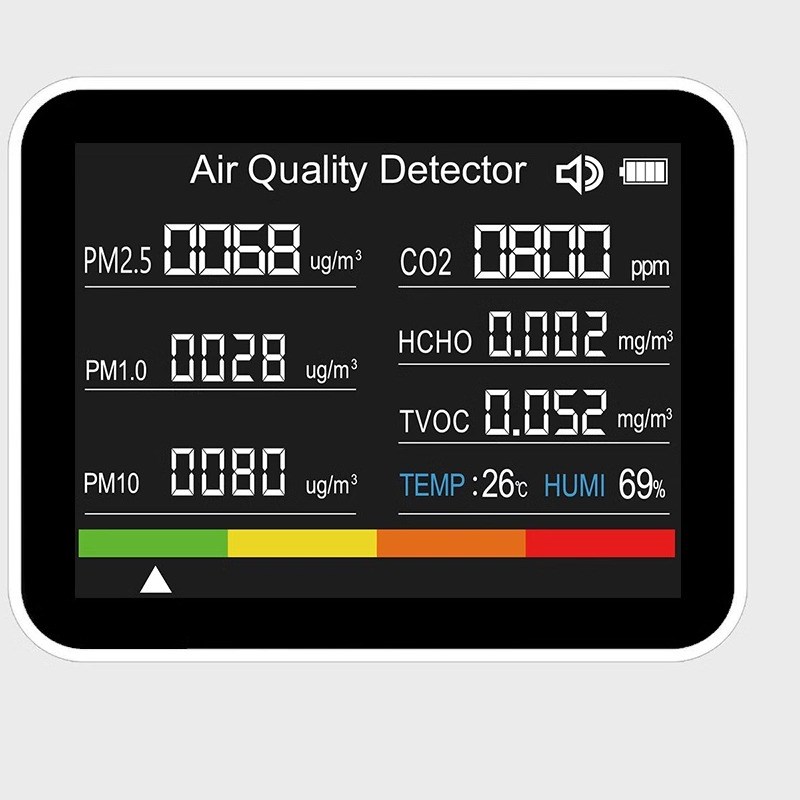 8合1二氧化碳CO2检测仪家用PM2.5空气质量粉尘空气污染物温湿度计