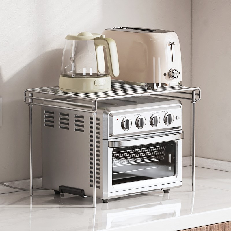 304不锈钢厨房置物架微波炉架子家用双层台面电饭锅收纳烤箱支架