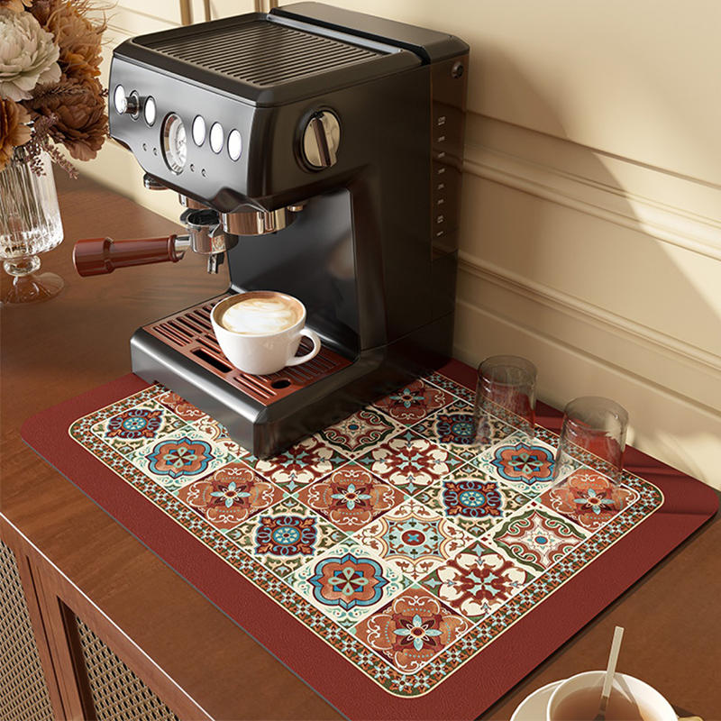 咖啡机沥水垫厨房台面垫子硅藻泥吸水纳帕纹软垫碗盘隔热垫杯垫