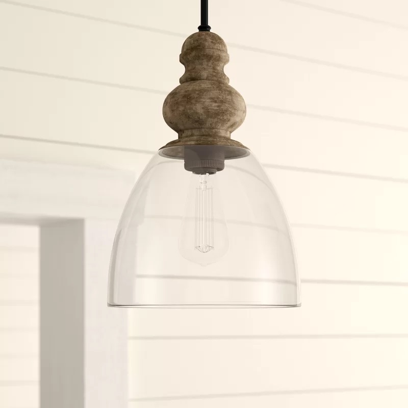 美式乡村木艺简约玻璃吊灯 样品房吧台餐客厅吊灯卧室咖啡厅吊灯