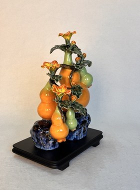 葫芦五福临门陶瓷摆件石湾公仔客厅高端装饰品