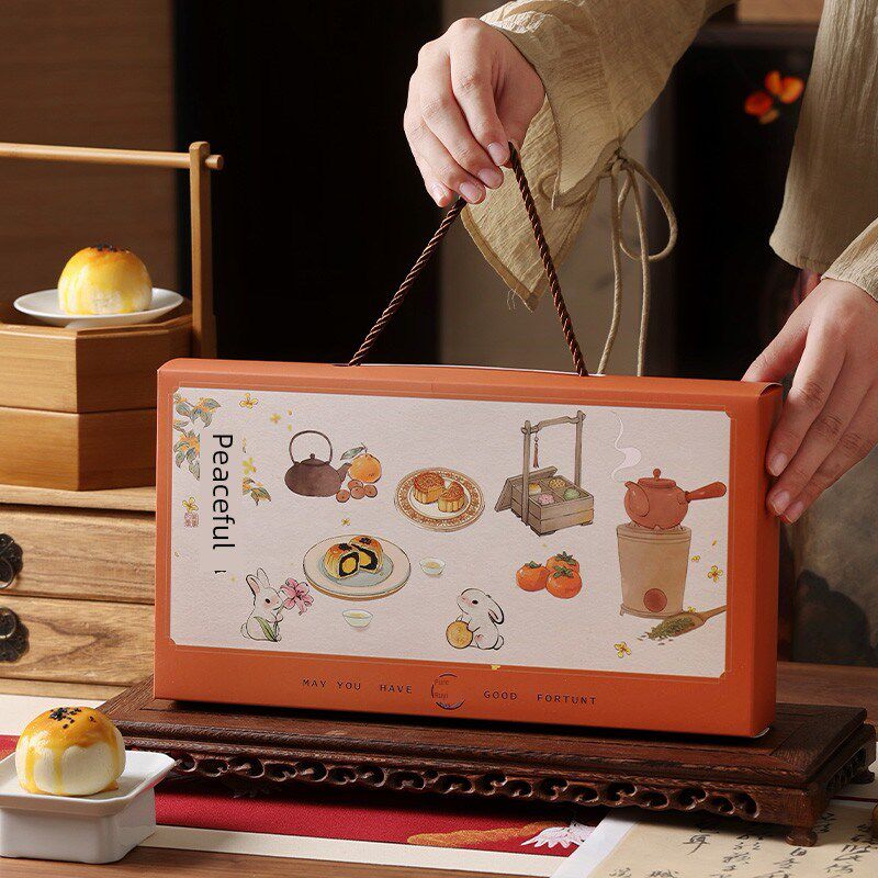 2025新款月饼包装盒4-8片蛋黄蛋糕礼盒高端中秋礼品烘焙糕点空盒