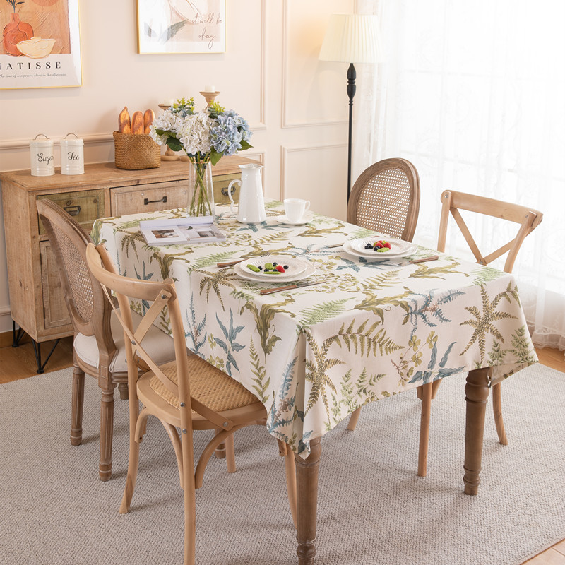 大溪地蕨草。美式乡村复古田园花鸟桌布长方形茶几桌布餐桌布盖巾