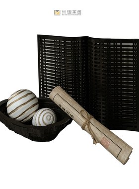 新中式样板间摆件书房书柜装饰品高级感茶室软装搭配组合茶具套装