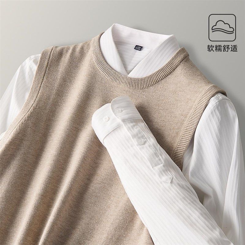 毛衣背心男士针织马甲男款秋冬季无袖修身打底衫线衣内搭配衬衫男