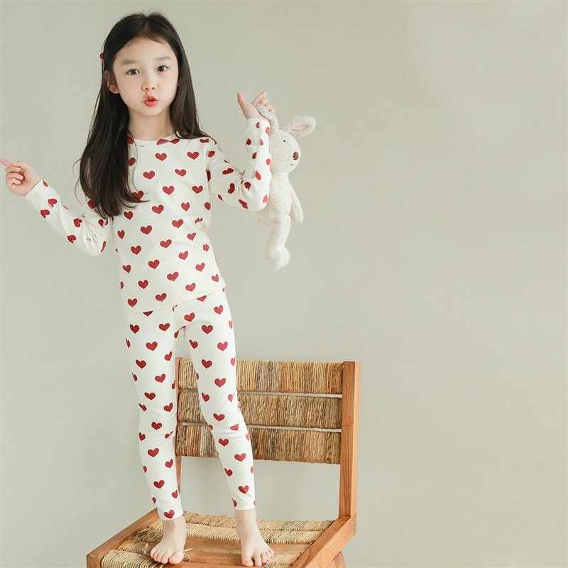 utouto大耳象女童满印家居服套装2024冬季新款儿童舒适休闲睡衣
