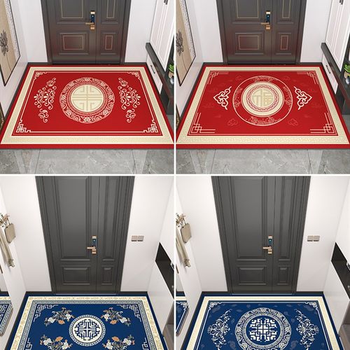 新中式地垫入户门进门可擦免洗脚垫皮革pvc新款垫子玄关门口地毯