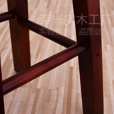 实木吧椅 黑色巴凳梯凳实木高脚吧凳 实木凳子复古酒吧椅时尚简约