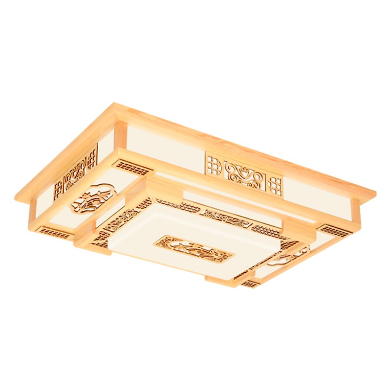 中式实木LED吸顶灯客栈灯客厅卧室灯亚克力中国风古典木艺吸顶灯