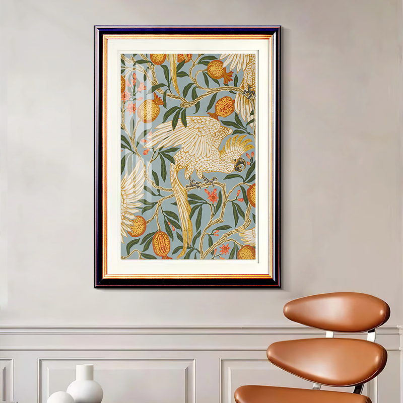 法式装饰画客厅玄关挂画小众轻奢复古风花鸟文艺壁画美式餐厅卧室